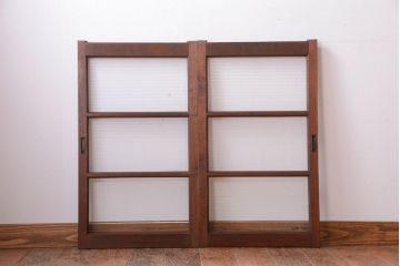 和製アンティーク　モールガラス入り!シンプルなガラス戸2枚セット