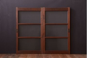 和製アンティーク　モールガラス入り!シンプルなガラス戸2枚セット