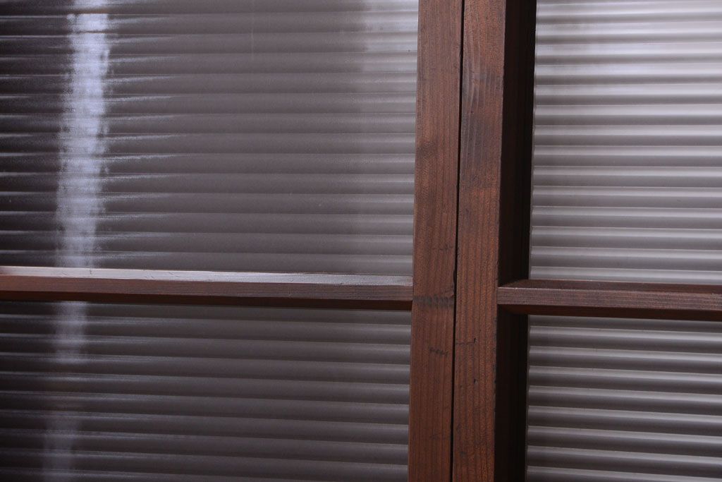 和製アンティーク　モールガラス入り!シンプルなガラス戸2枚セット