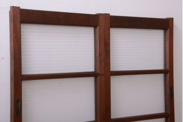 和製アンティーク　モールガラス入り!シンプルなガラス戸2枚セット