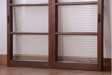 和製アンティーク　モールガラス入り!シンプルなガラス戸2枚セット