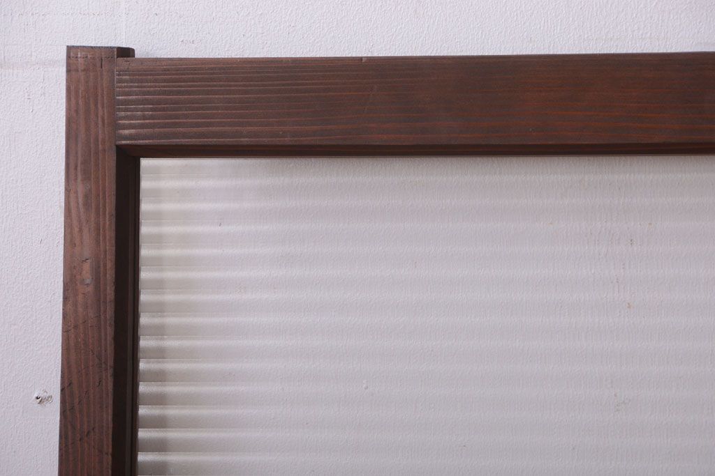 和製アンティーク　モールガラス入り!シンプルなガラス戸2枚セット