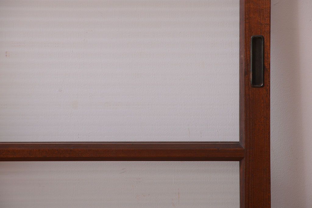 和製アンティーク　モールガラス入り!シンプルなガラス戸2枚セット