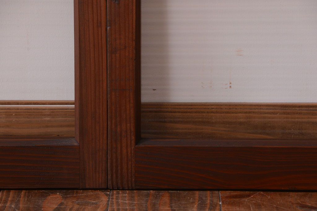 和製アンティーク　モールガラス入り!シンプルなガラス戸2枚セット