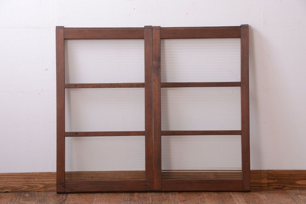 和製アンティーク　モールガラス入り!シンプルなガラス戸2枚セット