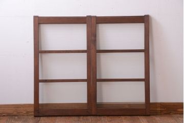 和製アンティーク　モールガラス入り!シンプルなガラス戸2枚セット