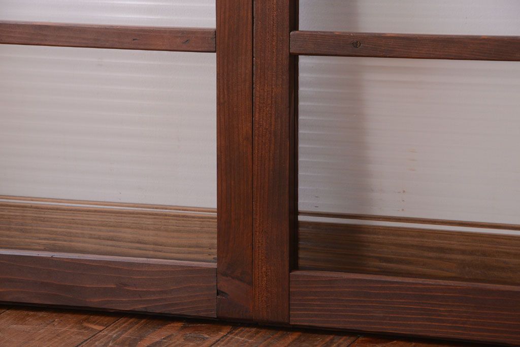 和製アンティーク　モールガラス入り!シンプルなガラス戸2枚セット