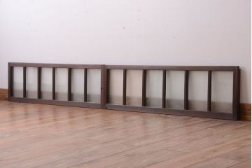 和製アンティーク　珍しいサイズ!横長のすりガラス引き戸2枚セット(1)