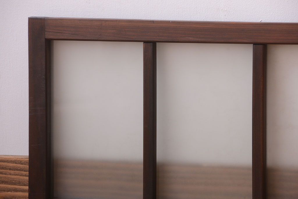 和製アンティーク　珍しいサイズ!横長のすりガラス引き戸2枚セット(1)