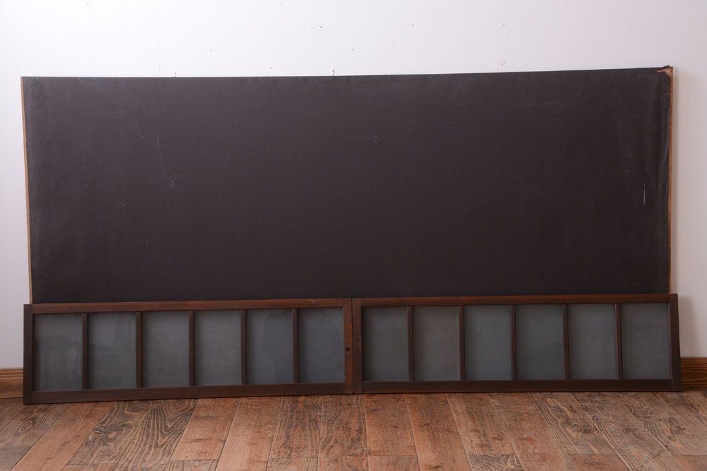 和製アンティーク　珍しいサイズ!横長のすりガラス引き戸2枚セット(1)