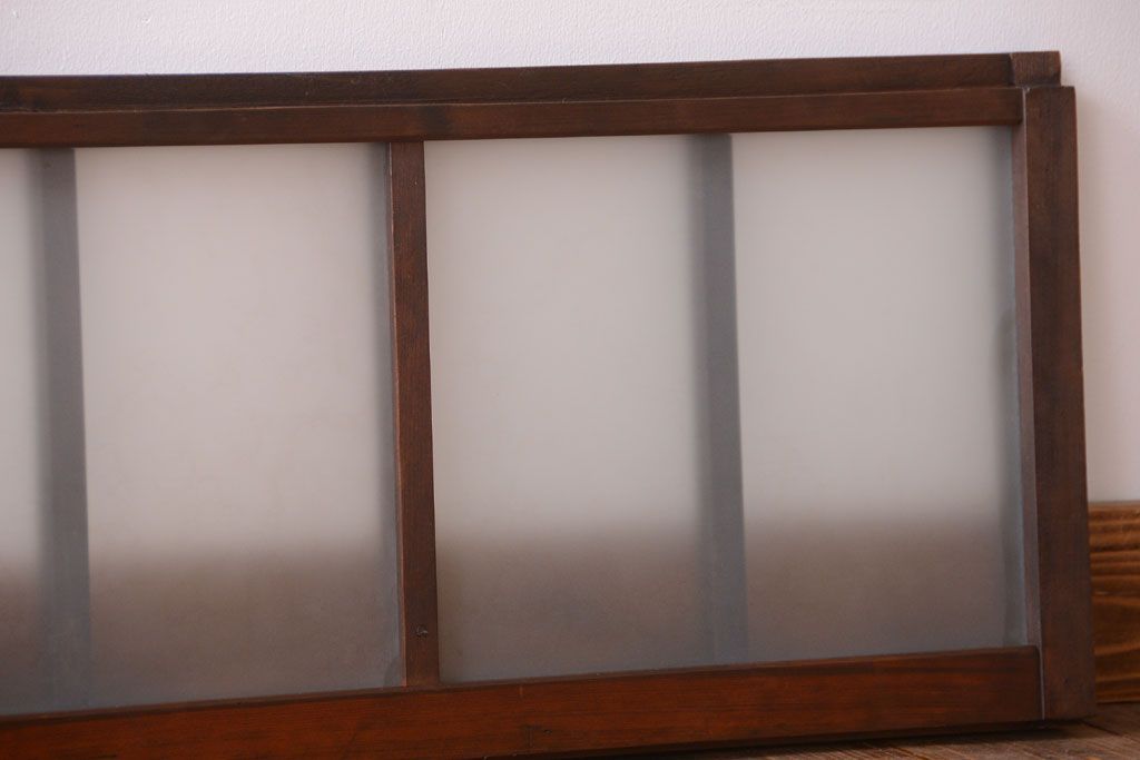 和製アンティーク　珍しいサイズ!横長のすりガラス引き戸2枚セット(1)