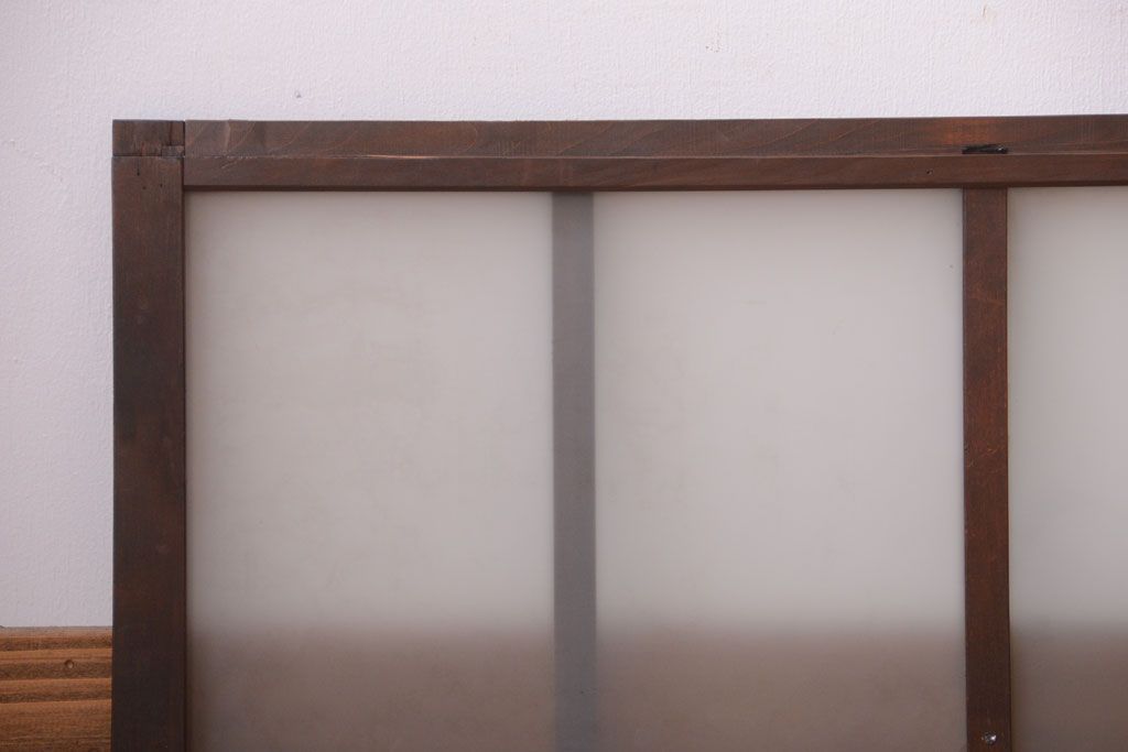 和製アンティーク　珍しいサイズ!横長のすりガラス引き戸2枚セット(1)