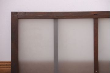 和製アンティーク　珍しいサイズ!横長のすりガラス引き戸2枚セット(1)