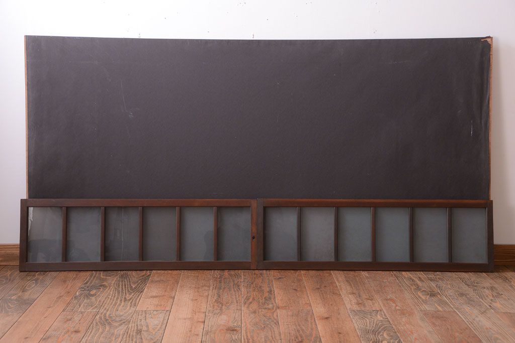 和製アンティーク　珍しいサイズ!横長のすりガラス引き戸2枚セット(2)