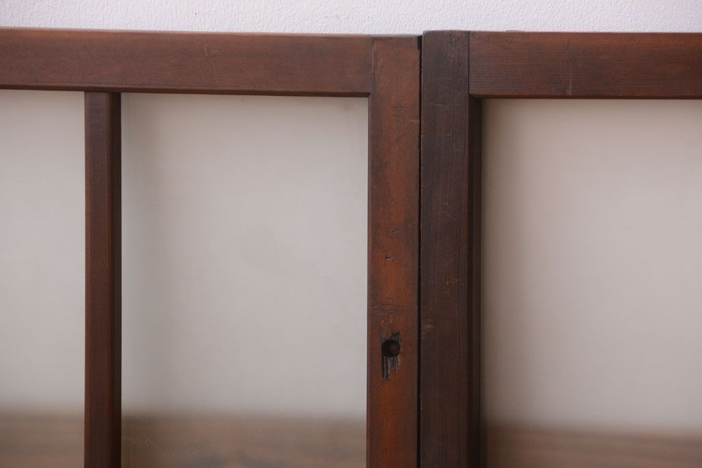 和製アンティーク　珍しいサイズ!横長のすりガラス引き戸2枚セット(2)