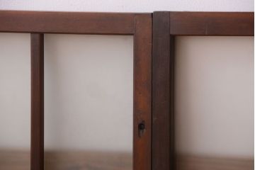 和製アンティーク　珍しいサイズ!横長のすりガラス引き戸2枚セット(2)