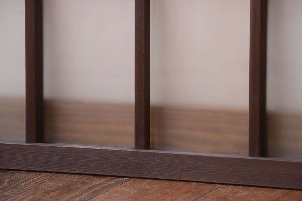 和製アンティーク　珍しいサイズ!横長のすりガラス引き戸2枚セット(2)