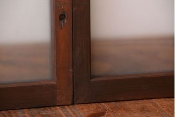 和製アンティーク　珍しいサイズ!横長のすりガラス引き戸2枚セット(2)