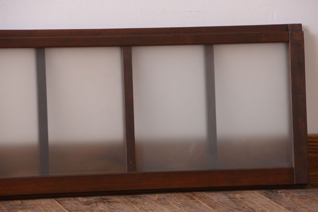 和製アンティーク　珍しいサイズ!横長のすりガラス引き戸2枚セット(2)