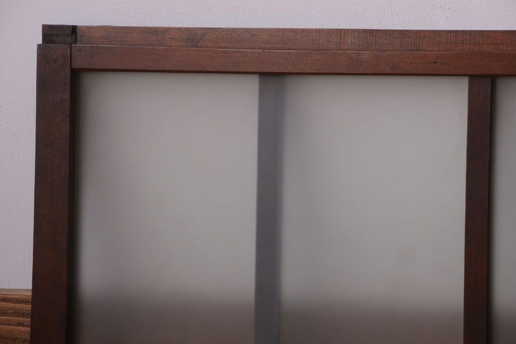 和製アンティーク　珍しいサイズ!横長のすりガラス引き戸2枚セット(2)