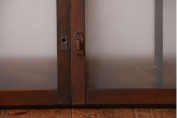 和製アンティーク　珍しいサイズ!横長のすりガラス引き戸2枚セット(2)