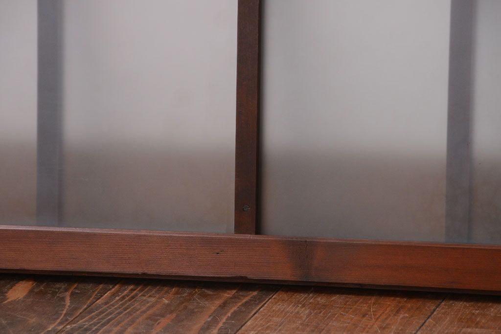 和製アンティーク　珍しいサイズ!横長のすりガラス引き戸2枚セット(2)