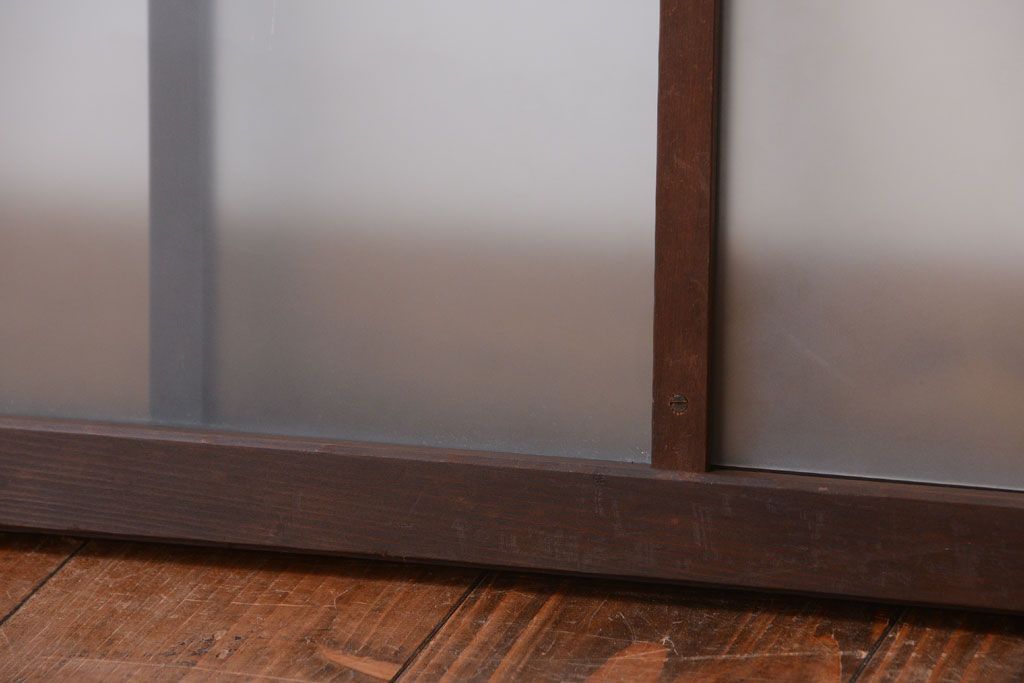 和製アンティーク　珍しいサイズ!横長のすりガラス引き戸