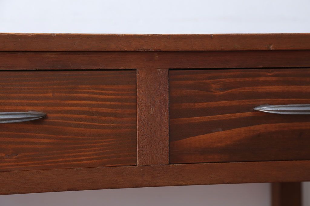 レトロ家具　昭和レトロ　引き出し2杯付き!シンプルなアンティーク平机