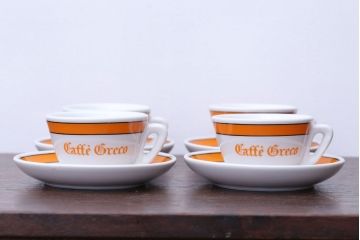 アンティーク雑貨　イタリアRichard Ginori(リチャードジノリ)　Caffe Greco(カフェグレコ)　カップ&ソーサー4客セット