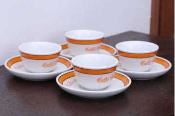 アンティーク雑貨　イタリアRichard Ginori(リチャードジノリ)　Caffe Greco(カフェグレコ)　カップ&ソーサー4客セット