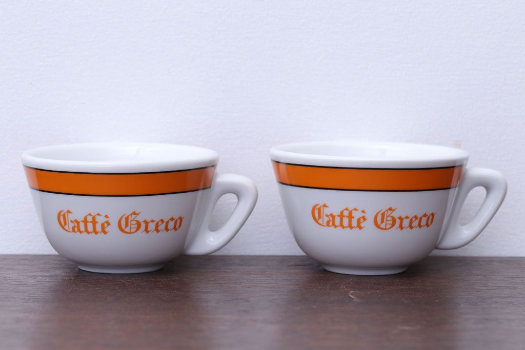 アンティーク雑貨　イタリアRichard Ginori(リチャードジノリ)　Caffe Greco(カフェグレコ)　カップ&ソーサー4客セット