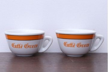 アンティーク雑貨　イタリアRichard Ginori(リチャードジノリ)　Caffe Greco(カフェグレコ)　カップ&ソーサー4客セット