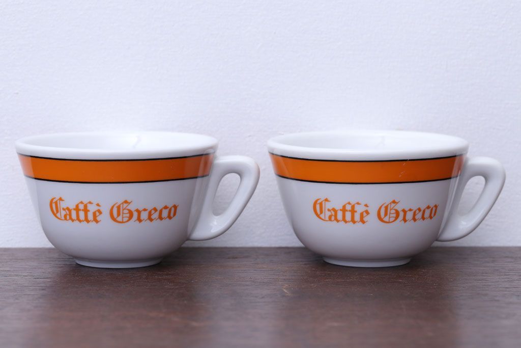 アンティーク雑貨　イタリアRichard Ginori(リチャードジノリ)　Caffe Greco(カフェグレコ)　カップ&ソーサー4客セット