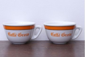 アンティーク雑貨　イタリアRichard Ginori(リチャードジノリ)　Caffe Greco(カフェグレコ)　カップ&ソーサー4客セット
