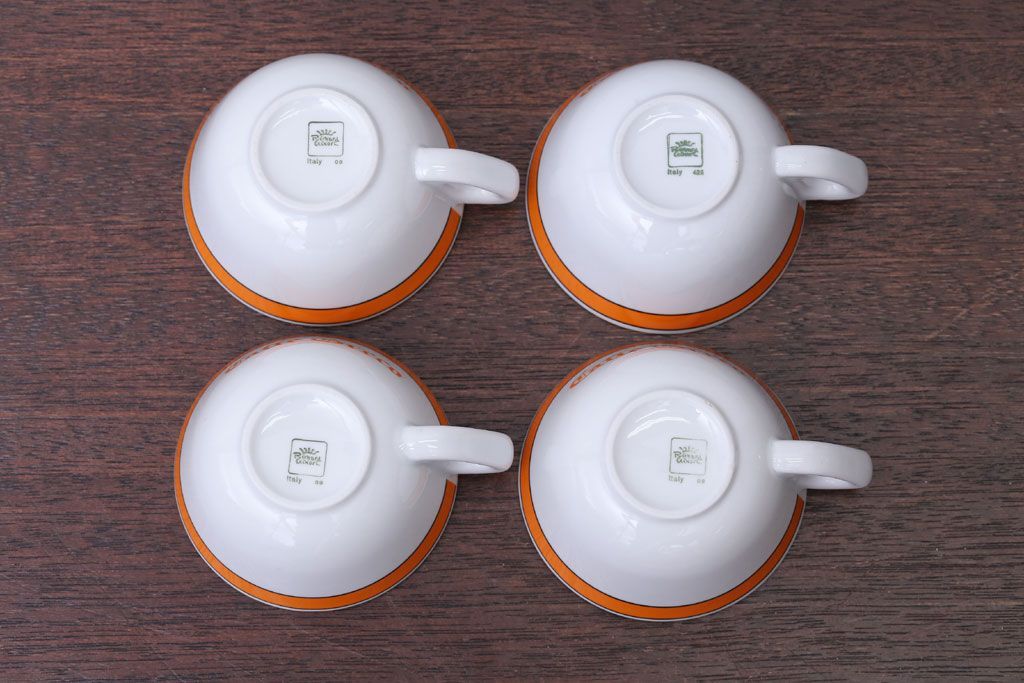 アンティーク雑貨　イタリアRichard Ginori(リチャードジノリ)　Caffe Greco(カフェグレコ)　カップ&ソーサー4客セット