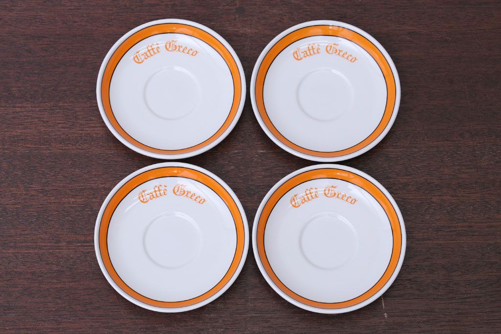 アンティーク雑貨　イタリアRichard Ginori(リチャードジノリ)　Caffe Greco(カフェグレコ)　カップ&ソーサー4客セット