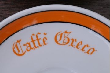 アンティーク雑貨　イタリアRichard Ginori(リチャードジノリ)　Caffe Greco(カフェグレコ)　カップ&ソーサー4客セット