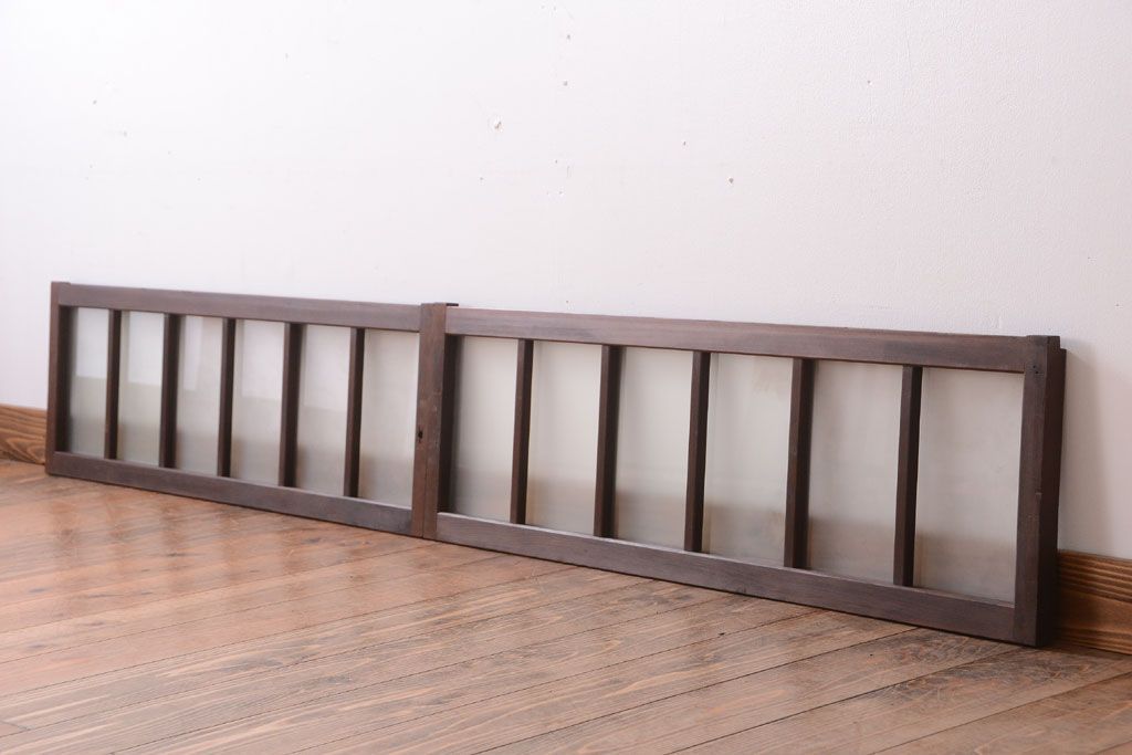 和製アンティーク　すりガラス入り!古い木製の小さなガラス戸2枚セット(2)