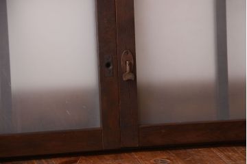 和製アンティーク　すりガラス入り!古い木製の小さなガラス戸2枚セット(2)