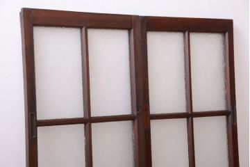 和製アンティーク　ダイヤガラス入り!レトロなガラス戸2枚セット