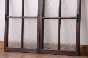 和製アンティーク　ダイヤガラス入り!レトロなガラス戸2枚セット