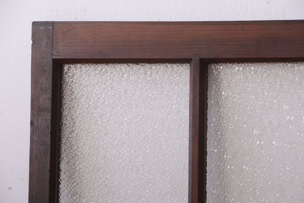 和製アンティーク　ダイヤガラス入り!レトロなガラス戸2枚セット