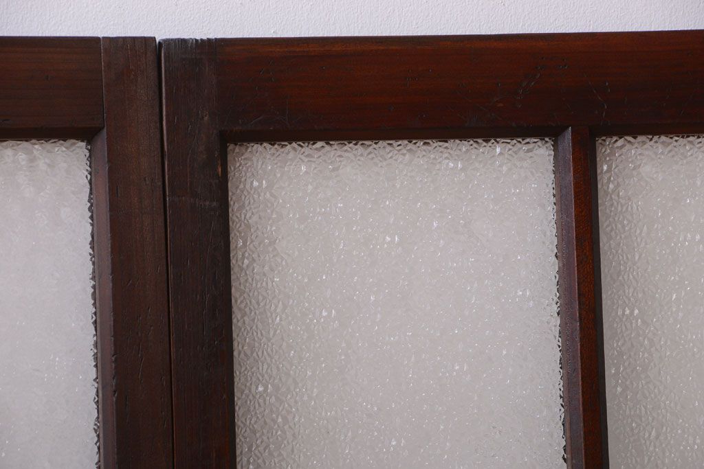 和製アンティーク　ダイヤガラス入り!レトロなガラス戸2枚セット