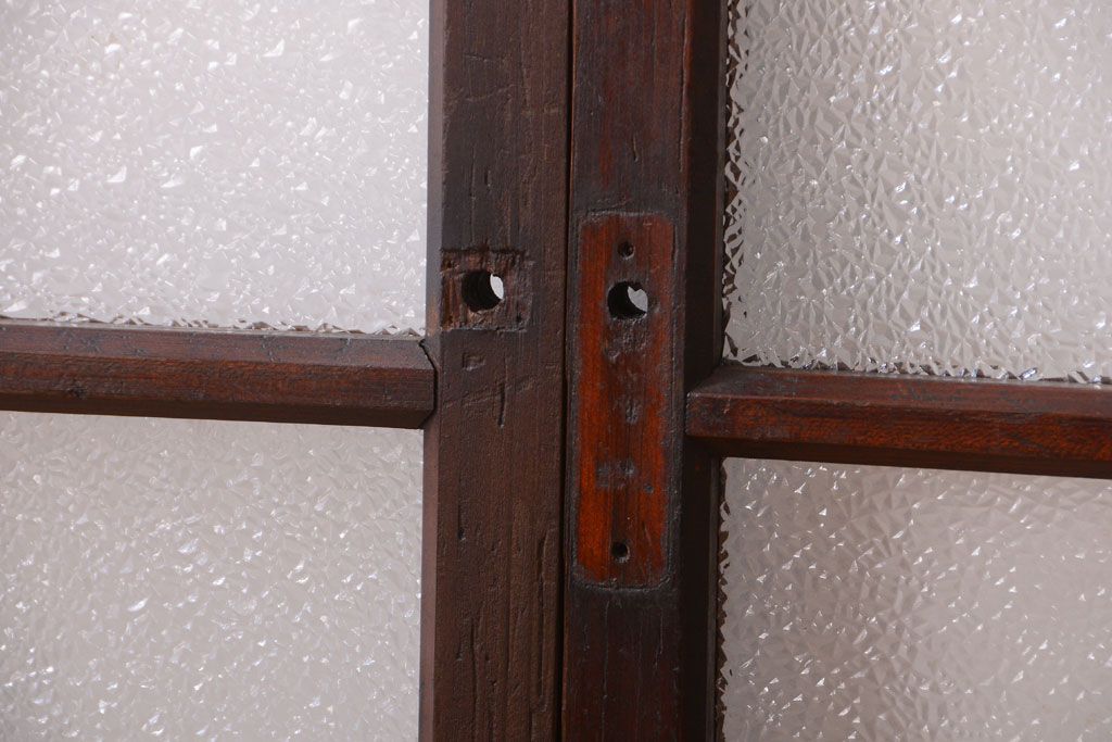 和製アンティーク　ダイヤガラス入り!レトロなガラス戸2枚セット