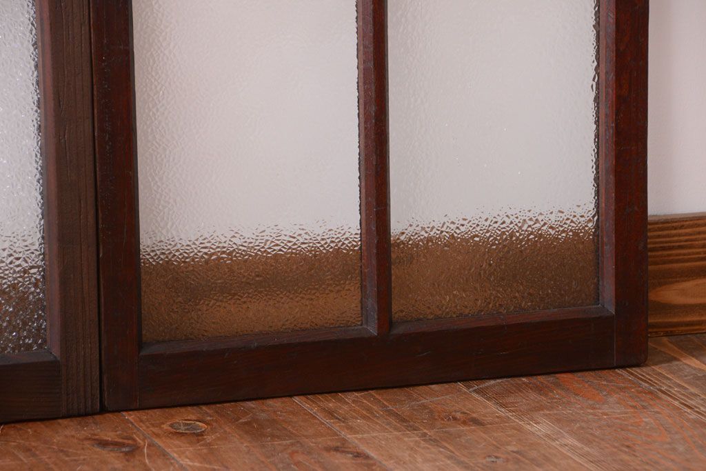 和製アンティーク　ダイヤガラス入り!レトロなガラス戸2枚セット