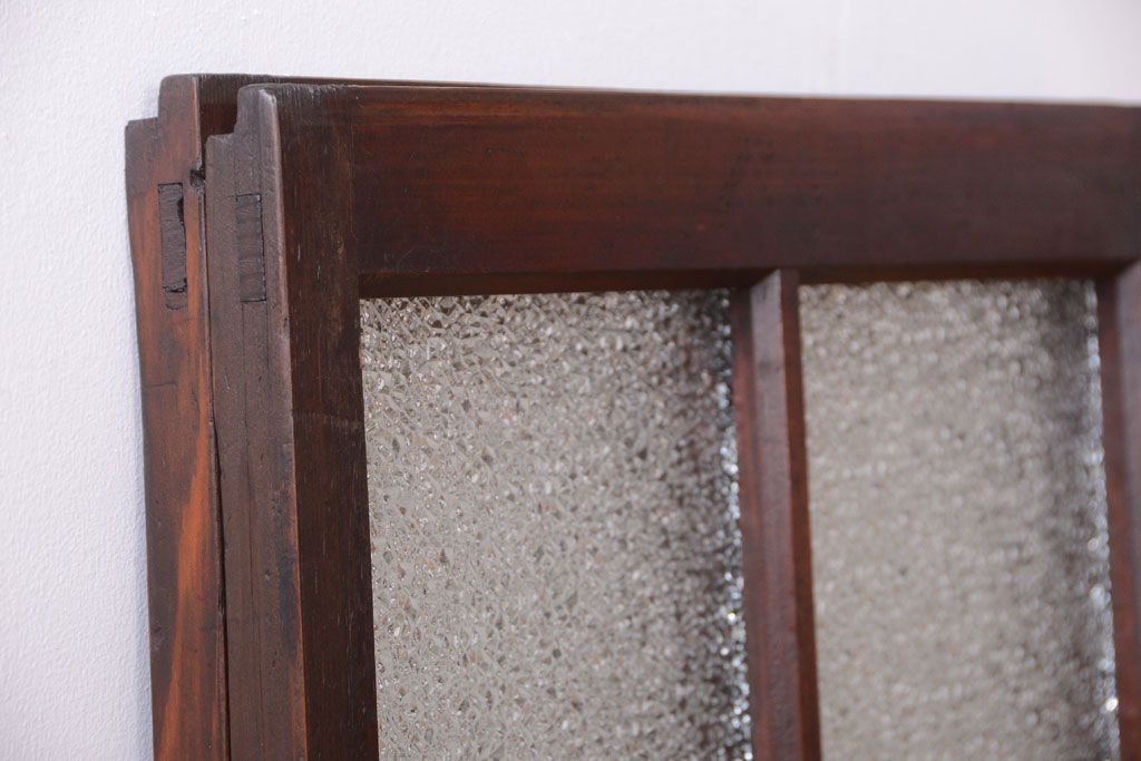 和製アンティーク　ダイヤガラス入り!レトロなガラス戸2枚セット