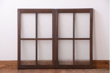 和製アンティーク　ダイヤガラス入り!レトロなガラス戸2枚セット