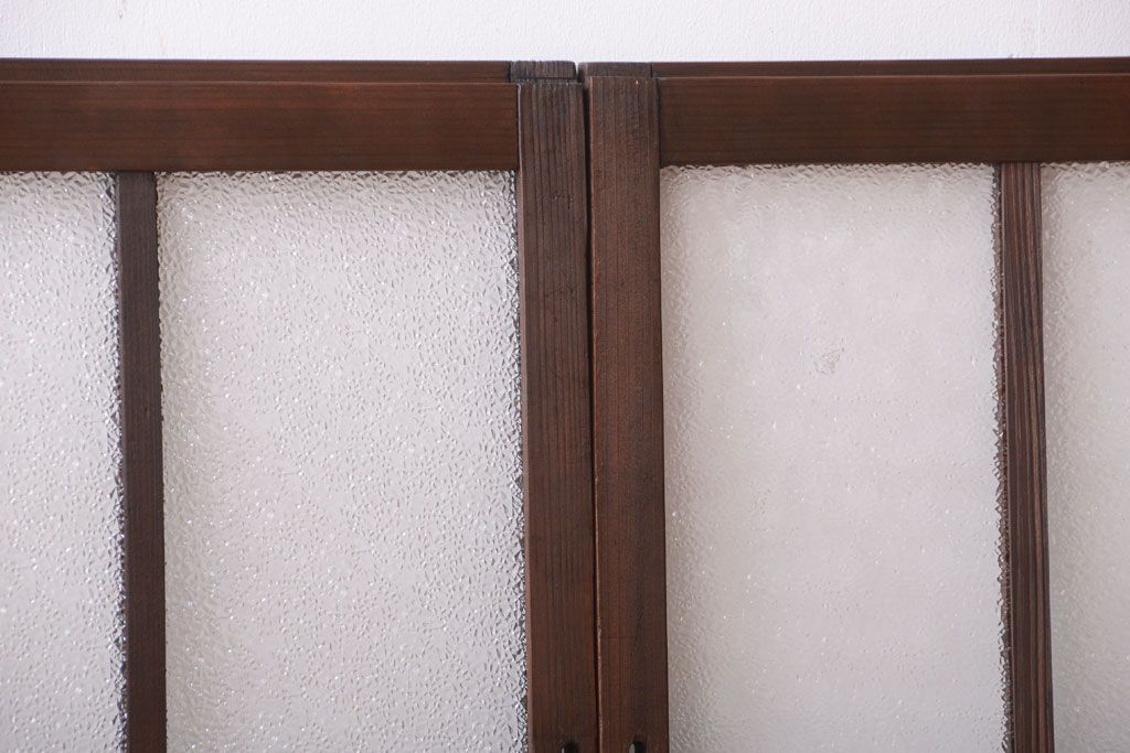 和製アンティーク　ダイヤガラス入り!レトロなガラス戸2枚セット