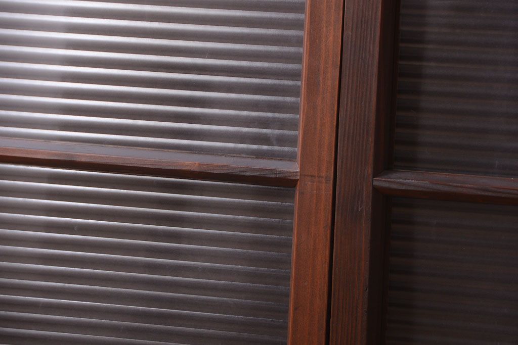 和製アンティーク　モールガラス入り!小さなガラス引き戸2枚セット