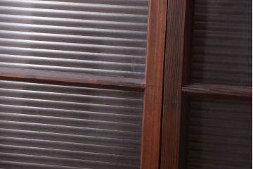 和製アンティーク　モールガラス入り!小さなガラス引き戸2枚セット